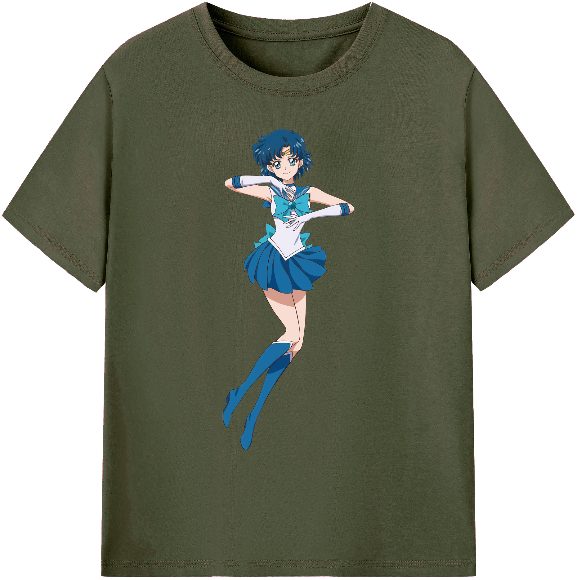 （画像用） 美少女戦士セーラームーン 水野 亜美 みずの あみ Sailor Moon Mizuno Ami 綿100％ メンズ半袖Tシャツ｜肌触りやわらか＆通気性